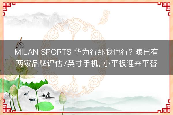 MILAN SPORTS 华为行那我也行? 曝已有两家品牌评估7英寸手机， 小平板迎来平替