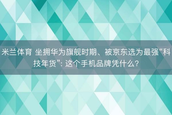 米兰体育 坐拥华为旗舰时期、被京东选为最强“科技年货”: 这个手机品牌凭什么?