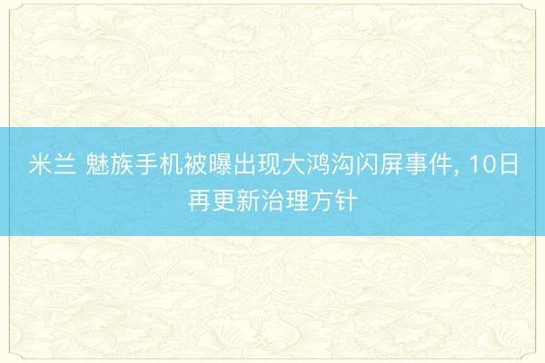 米兰 魅族手机被曝出现大鸿沟闪屏事件, 10日再更新治理方针