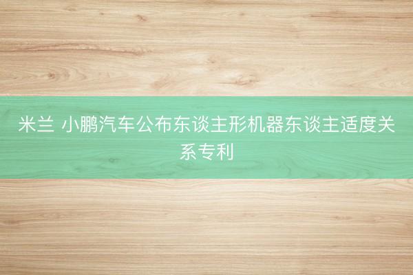 米兰 小鹏汽车公布东谈主形机器东谈主适度关系专利