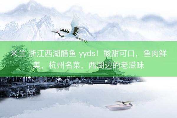 米兰 浙江西湖醋鱼 yyds!酸甜可口,鱼肉鲜美,杭州名菜,西湖边的老滋味