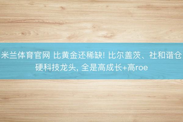 米兰体育官网 比黄金还稀缺! 比尔盖茨、社和谐仓硬科技龙头, 全是高成长+高roe