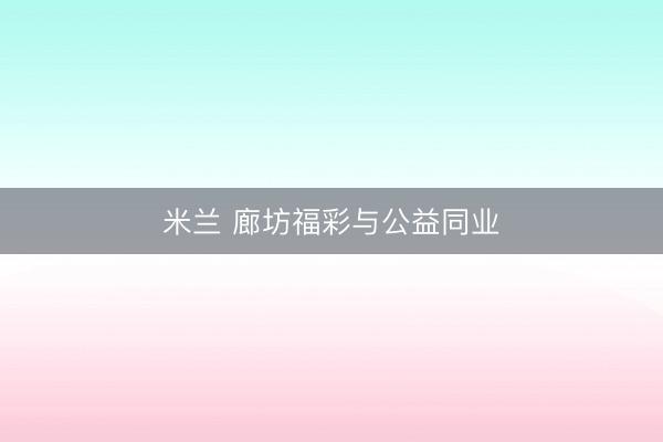 米兰 廊坊福彩与公益同业